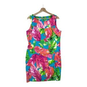 Kim Rogers Tropical‎ Hibiscus Print Sleeveless Sundress size 16 Multicolor